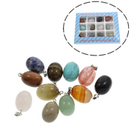 Pingentes em  jóias, misto de pedras semi-preciosas, with liga de zinco, 130x100x18mm, 13x21mm, Buraco:Aprox 2mm, 12PCs/box, vendido por box