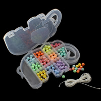 Solid Color Akryl perler, med Plastboks & Nylonsnor & Resin, Runde, 10mm, 192x131x25mm, Solgt af Box