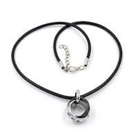 Unisex Necklace, Cowhide, with Stainless Steel, with 1.9lnch extender chain, plated, nickel, lead & cadmium free, Sold Per Approx 17.3 Inch Strand