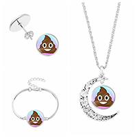 Tibetan Style Jewelry Sets, bracelet & earring & necklace, with Paper & Glass, with 2Inch extender chain, plated, time gem jewelry & Unisex & valentino chain, nickel, lead & cadmium free, 23mm, Length:Approx 20-31 Inch, Approx 6 Inch, Sold By Set