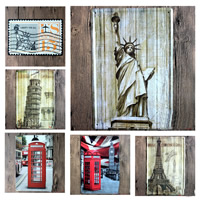 Tin Painting, Iron, Rectangle, printing, building design & different designs for choice, more colors for choice, 200x300mm, Sold By PC