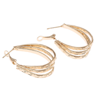 Brass Hoop Earring, gold color plated, nickel, lead & cadmium free, 25x34x8mm, Sold By Pair