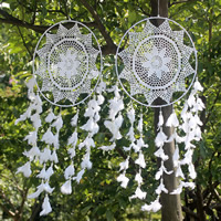 Fashion Dream Catcher, Feather, with Lace & Polyester Cord & Glass Seed Beads, white, 900-1000mm, Sold By PC