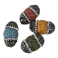 Agate Jewelry Pendants, Lava, with Rhinestone Clay Pave, natural & with rhinestone, more colors for choice, 19x11-13x11-13mm, Hole:Approx 1mm, 10PCs/Lot, Sold By Lot