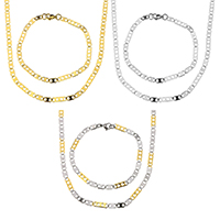 Refine Stainless Steel Jewelry Sets, bracelet & necklace, plated, mariner chain & for woman, more colors for choice, 16x5x1mm, 10x5x1mm,16x5x1mm, 10x5x1mm, Length:Approx 23 Inch, Approx 8 Inch, Sold By Set