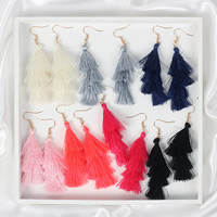 Fashion Fringe Earrings, Nylon, Tassel, for woman, more colors for choice, 85mm, Sold By Pair