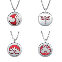 Perfume Locket Necklace, Titanium Steel, Flat Round, Unisex & different designs for choice & hollow, original color, 30mm, Sold By PC