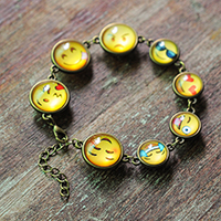 Fashion Time Gem Bracelet, Tibetan Style, with Paper & Glass, with 2Inch extender chain, antique bronze color plated, facial expression series & time gem jewelry & Unisex, nickel, lead & cadmium free, Sold Per Approx 7.5 Inch Strand
