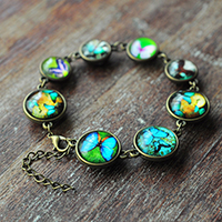 Fashion Time Gem Bracelet, Tibetan Style, with Paper & Glass, with 2Inch extender chain, Butterfly, antique bronze color plated, time gem jewelry & Unisex, nickel, lead & cadmium free, Sold Per Approx 7.5 Inch Strand