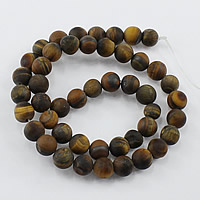 Tigerauge Perlen, rund, natürlich, verschiedene Größen vorhanden & satiniert, Bohrung:ca. 1-2mm, Länge:ca. 14.5 ZollInch, verkauft von Menge