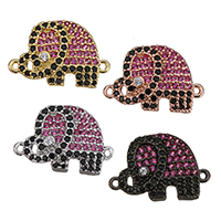Cubic Zirconia Micro Pave Brass Connector, Elephant, plated, micro pave cubic zirconia & 1/1 loop, more colors for choice, 18.50x13x3.50mm, Hole:Approx 0.5mm, 10PCs/Lot, Sold By Lot