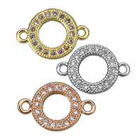 Cubic Zirconia Micro Pave Brass Connector, Donut, plated, micro pave cubic zirconia & 1/1 loop, more colors for choice, 13x9x1.50mm, Hole:Approx 1mm, 20PCs/Lot, Sold By Lot