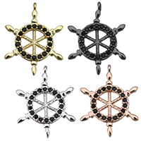 Cubic Zirconia Micro Pave Brass Pendant Ship Wheel plated micro pave cubic zirconia Approx 0.5mm Sold By Lot