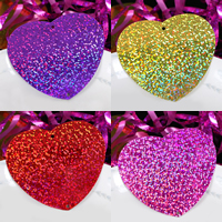 PVC Plastic Sequin with Laser Paper Heart 55x45 Approx Sold By Bag