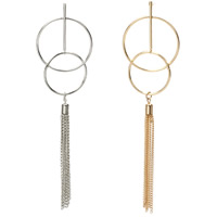Fashion Fringe Earrings, Brass, Tassel, plated, for woman, more colors for choice, 135mm, Sold By Pair