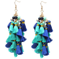Fashion Fringe Earrings Brass with Nylon Tassel gold color plated for woman nickel lead & cadmium free 110mm Sold By Pair