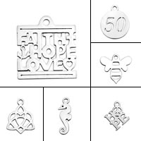 Stainless Steel Pendants, different size for choice & different designs for choice, original color, 20PCs/Bag, Sold By Bag