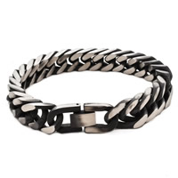 Stainless Steel Jewelry Bracelet, different size for choice & curb chain & for man & blacken, nickel, lead & cadmium free, Sold Per Approx 8.2 Inch Strand