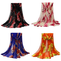 Fashion Scarf, Voile Fabric, printing, with flower pattern, more colors for choice, 180x90cm, Sold By Strand