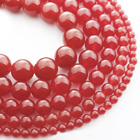 Jade Red Beads Round Sold By Strand