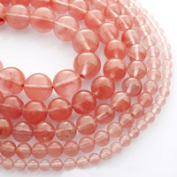Natürlicher Quarz Perlen Schmuck, Kirsche Quarz, rund, verschiedene Größen vorhanden, verkauft per ca. 15 ZollInch Strang