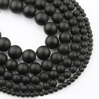 schwarzer Stein Perle, rund, verschiedene Größen vorhanden, verkauft per ca. 15 ZollInch Strang
