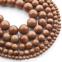 Goldsand Perle, rund, verschiedene Größen vorhanden, verkauft per ca. 15 ZollInch Strang