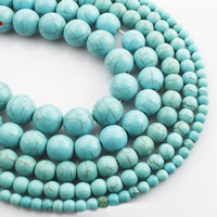 Synthetische Türkis Perle, rund, verschiedene Größen vorhanden, blau, verkauft per ca. 15 ZollInch Strang