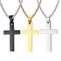 Stainless Steel Cross Pendants, plated, for man, more colors for choice, 20x35mm, Hole:Approx 3x5mm, Sold By PC