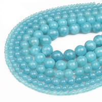 blauer Chalzedon Perle, rund, verschiedene Größen vorhanden, Bohrung:ca. 1mm, verkauft per ca. 15.5 ZollInch Strang