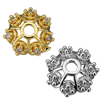 Brass Bead Cap Flower plated micro pave cubic zirconia Approx 1.5mm Sold By Lot