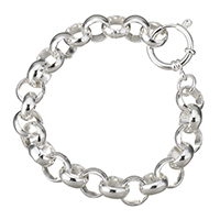 Stainless Steel Jewelry Bracelet, thick 925 sterling silver plated, Unisex & rolo chain, 10x4mm, Length:Approx 7 Inch, 10Strands/Bag, Sold By Bag