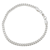 Stainless Steel Jewelry Bracelet, thick 925 sterling silver plated, Unisex & curb chain, 3x3mm, Length:Approx 8 Inch, 10Strands/Bag, Sold By Bag
