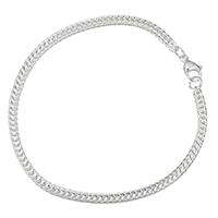 Stainless Steel Jewelry Bracelet, thick 925 sterling silver plated, Unisex, 3x3mm, Length:Approx 8 Inch, 10Strands/Bag, Sold By Bag