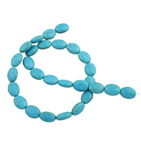 Turquoise Beads, Oval, 10x14x6mm, Hole:Approx 1mm, Length:Approx 14.5 Inch, Approx 26PCs/Bag, Sold By Bag