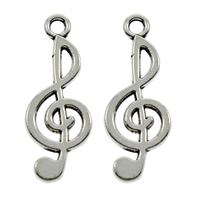 Musical Instrument Shaped Tibetan Style Pendants, Music Note, antique silver color plated, lead & cadmium free, 10x26x1mm, Hole:Approx 1.5mm, 500PCs/Bag, Sold By Bag
