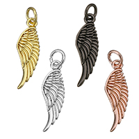 Brass Jewelry Pendants, Wing Shape, plated, more colors for choice, 6.50x21x2mm, Hole:Approx 3mm, 50PCs/Lot, Sold By Lot