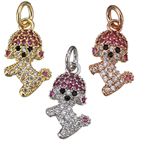 Cubic Zirconia Micro Pave Brass Pendant, Dog, plated, micro pave cubic zirconia, more colors for choice, 9x15x3mm, Hole:Approx 3mm, 10PCs/Lot, Sold By Lot