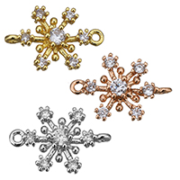 Cubic Zirconia Micro Pave Brass Connector, Flower, plated, micro pave cubic zirconia & 1/1 loop, more colors for choice, 14.50x9.50x3.50mm, Hole:Approx 0.5mm, 50PCs/Lot, Sold By Lot