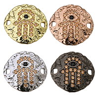 Evil Eye Connector, Brass, Hamsa, plated, evil eye pattern & micro pave cubic zirconia & 1/1 loop, more colors for choice, 15x14x2mm, Hole:Approx 1.5mm, 20PCs/Lot, Sold By Lot