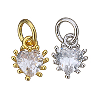 Cubic Zirconia Brass Pendants Heart plated with cubic zirconia Approx 3mm Sold By Lot