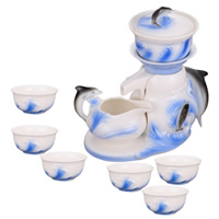 Teáskészlet, Porcelán, Teástál & Gongdao teacsésze & csésze tea, Delfin, 66x30mm, 125x80mm, 90x67mm, 175x125mm, Által értékesített Set