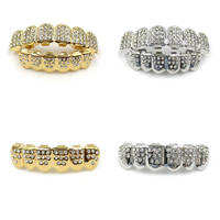 Dental Grills, Brass, Tooth, plated, different styles for choice & with rhinestone, 50x10mm,40x10mm, Sold By Set