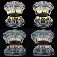 Dental Grills, Brass, Tooth, plated, different styles for choice, 50x10mm,40x10mm, Sold By Set