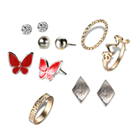 Crystal Jewelry Sets finger ring & earring Zinc Alloy with Crystal stainless steel post pin plated enamel & faceted lead & cadmium free 8mm-22mm US Ring Sold By Set