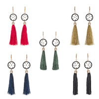 Fashion Fringe Earrings Zinc Alloy with Nylon Cord & Glass Seed Beads brass earring hook gold color plated Bohemian style & for woman nickel lead & cadmium free Sold By Pair