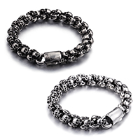 Stainless Steel Jewelry Bracelet, 316 Stainless Steel, Skull, plated, for man & blacken, more colors for choice, 12mm, Sold Per Approx 8.5 Inch Strand