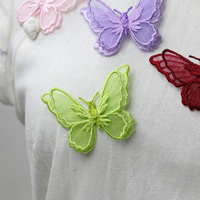 Organza Sewing-on Patch, Butterfly, Embroidery, with butterfly pattern, more colors for choice, 58x46mm, Sold By PC