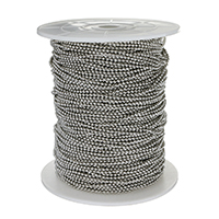 Nehrđajućeg čelika Curb Chain, Nehrđajući čelik, s plastična kalem, Lopta lanac, izvorna boja, 2mm, 100m/spool, Prodano By spool