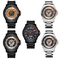 Curren® män smycken Watch, Zink Alloy, med Glas, plated, för människan & vattentät, fler färger för val, 40x12mm, 24mm, Längd Ca 9.4 inch, Säljs av PC